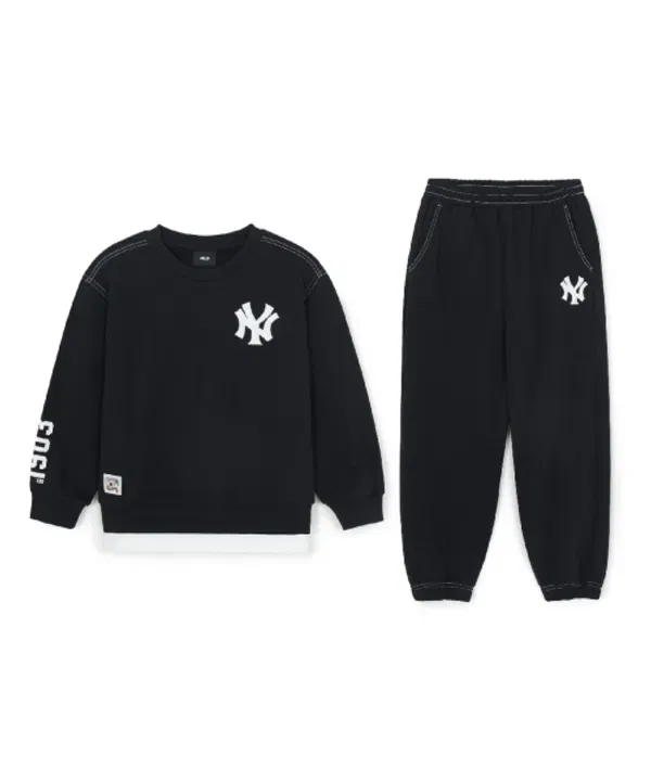 Спортивный базовый слоеный сет из свитшота и брюк, SPORTIVE BASIC Mlb Kids, черный — фото 2
