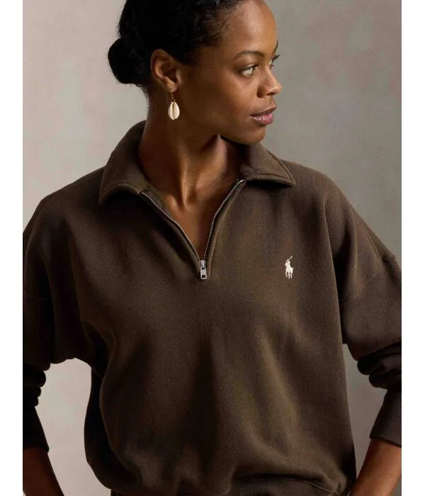 Женская толстовка на молнии с капюшоном Polo Ralph Lauren, коричневый — фото 4