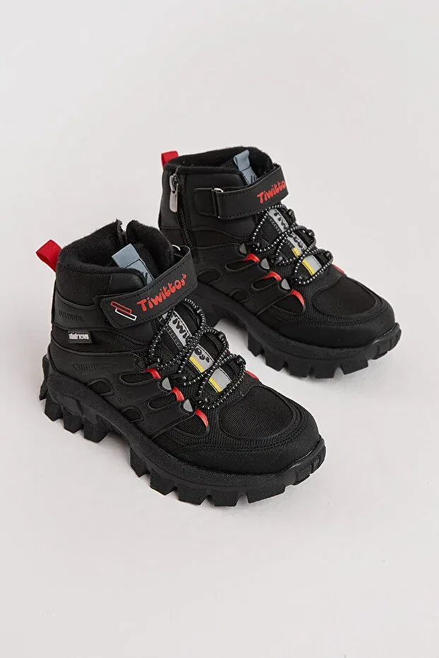 Детские ботинки для девочек с коротким каблуком Tonny Black, Black Red — фото 2