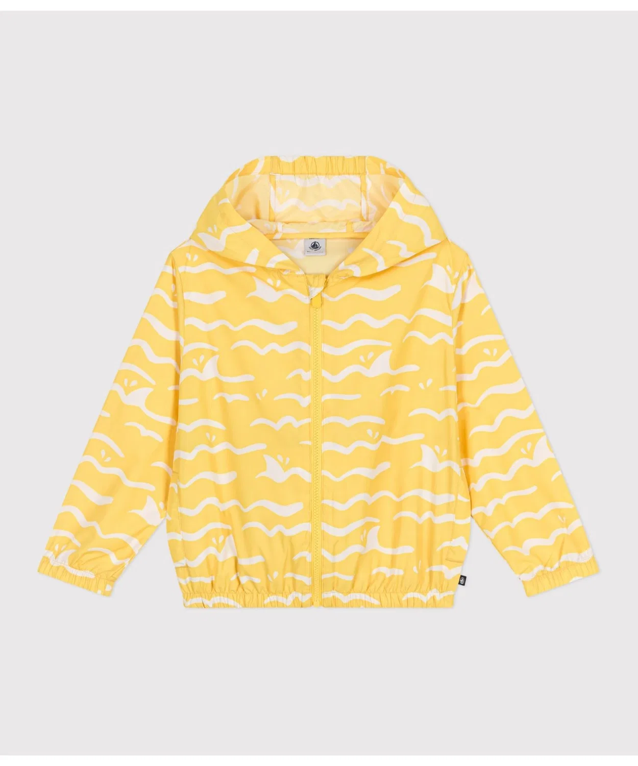 Детская куртка-ветровка с капюшоном, цветочным принтом PETIT BATEAU, Yellow