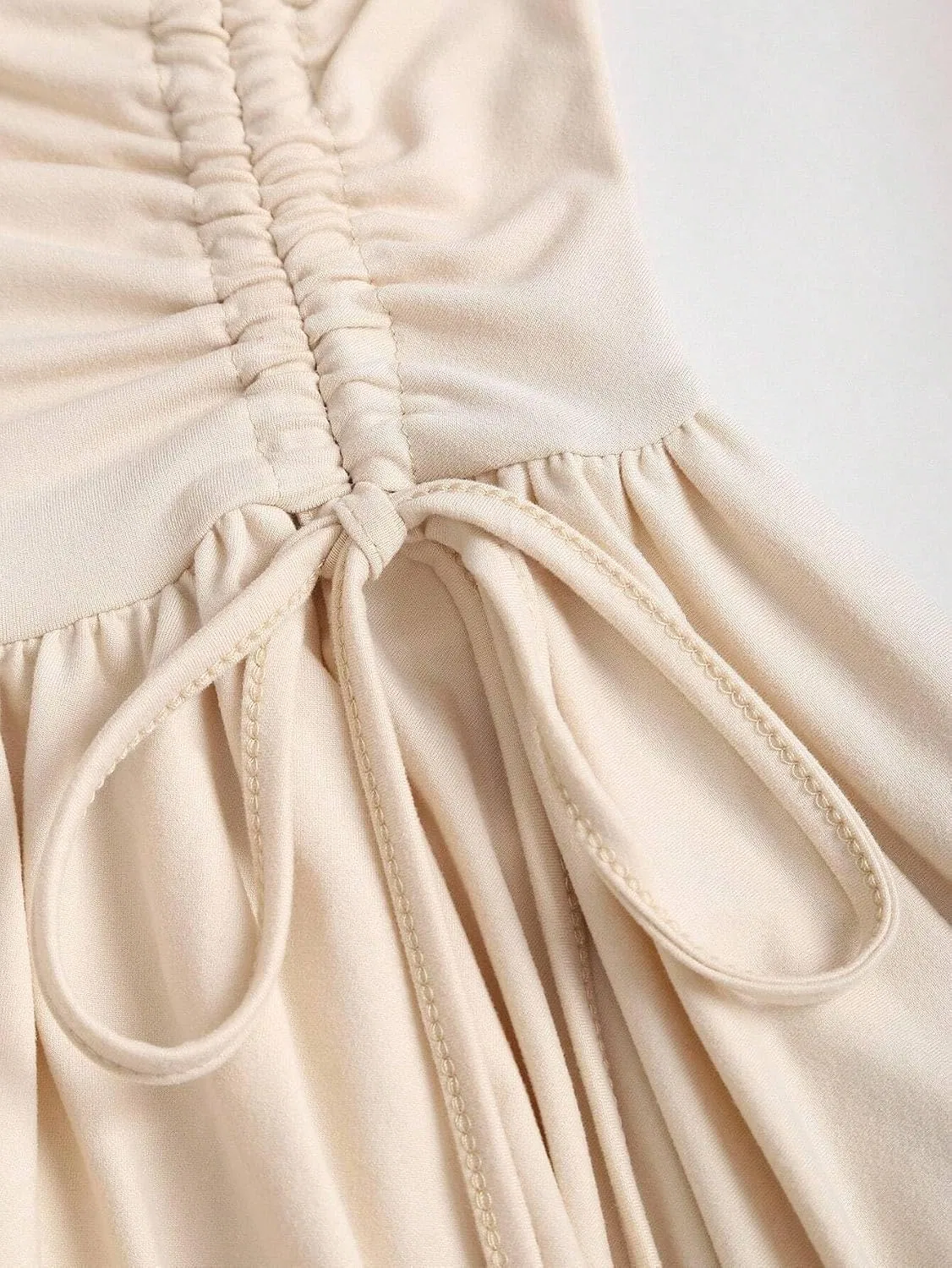 Женское асимметричное платье A-силуэта с защипами, Apricot — фото 2