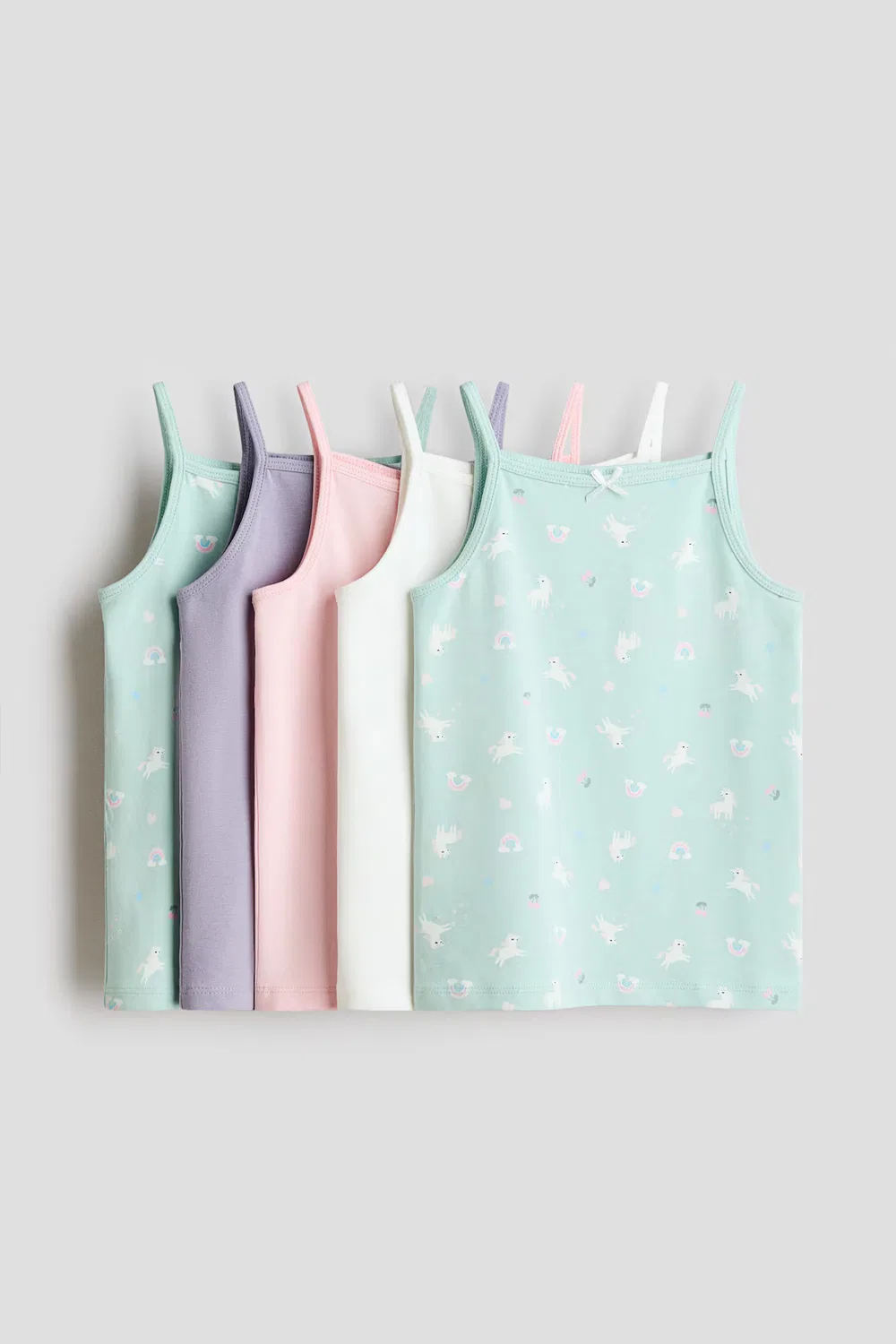 Набор из 5 хлопковых маек H&M, Mintgrün/Einhörner