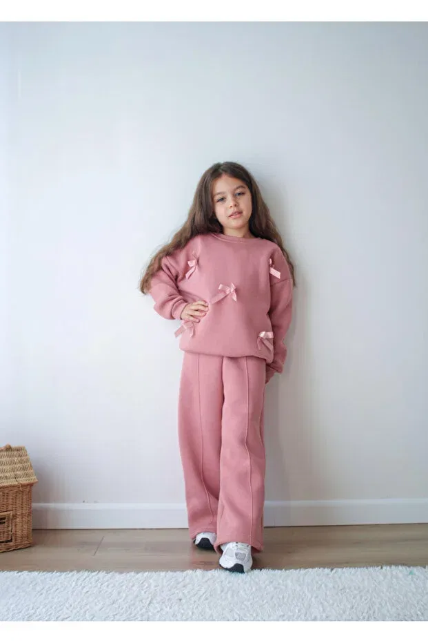 Детский спортивный комплект для девочек с принтом Jeliboomkidswear, Dried Rose — фото 3