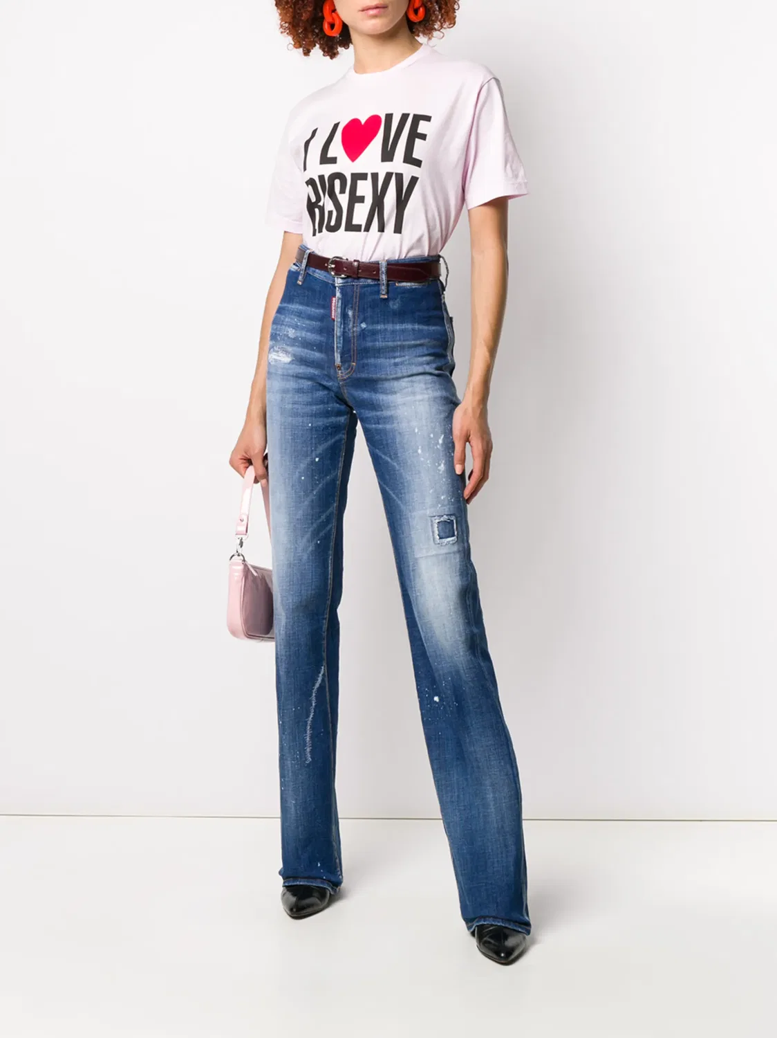 Футболка с принтом I love bisexy Dsquared2, розовый — фото 2