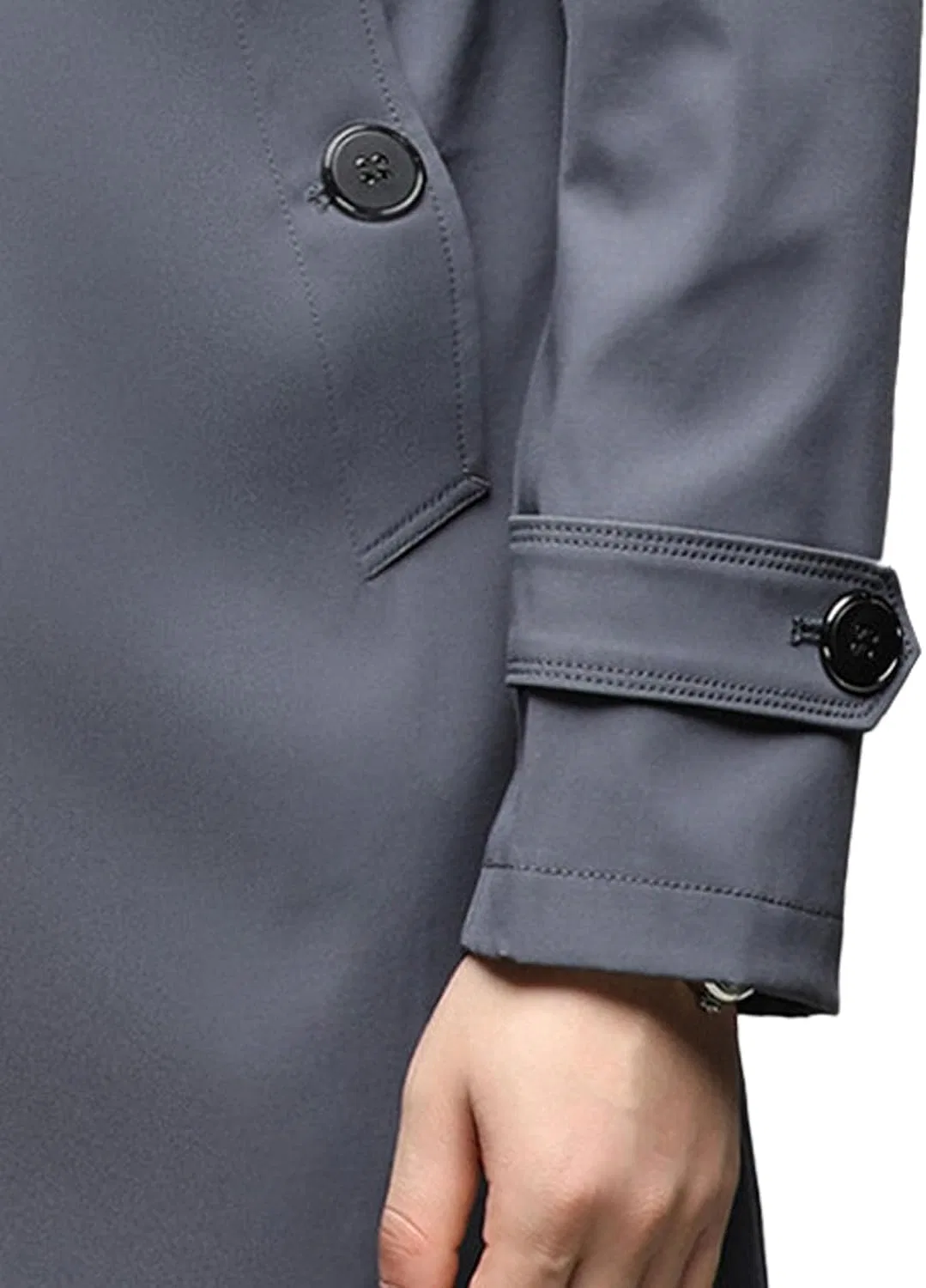 Мужское пальто-тренч с однобортной застежкой, Slim Fit, тёмно-синий — фото 3