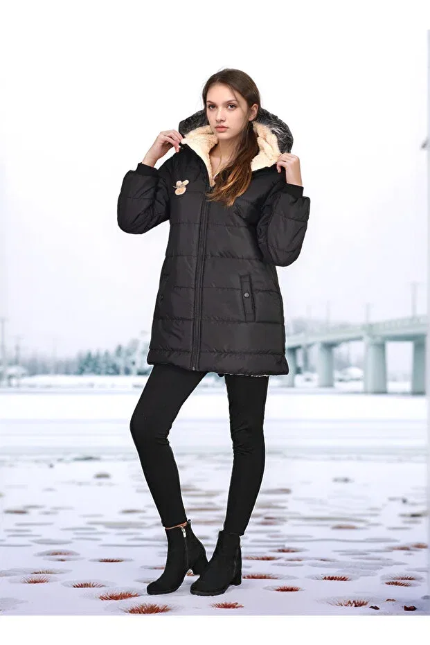 Детское зимнее пальто для девочек с длинным рукавом Pantulux, Black — фото 3