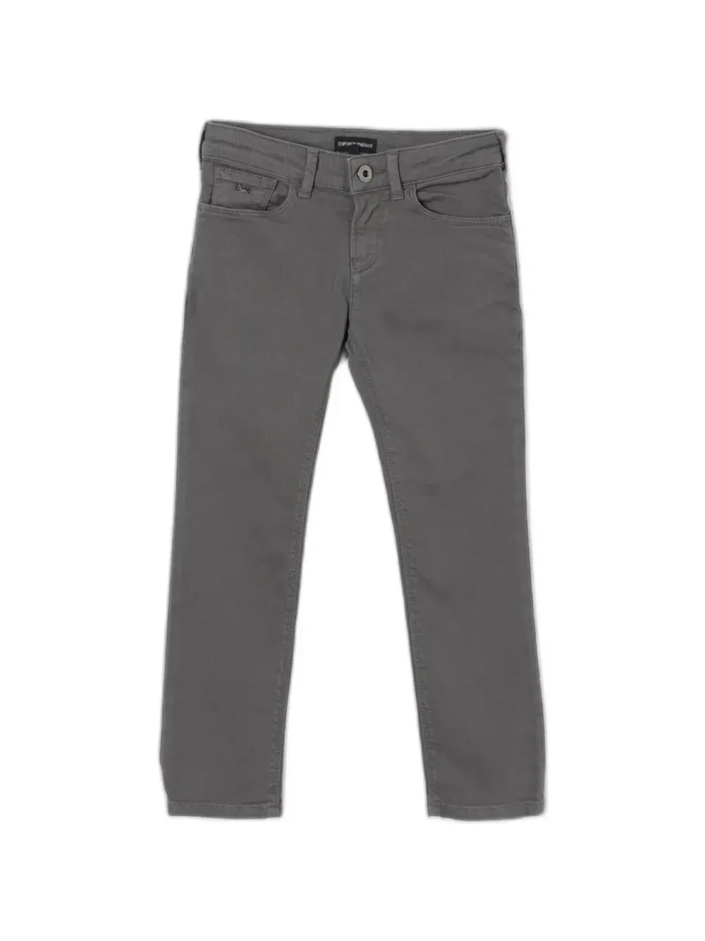Джинсы с пятью карманами и логотипом Emporio Armani Kids, серый