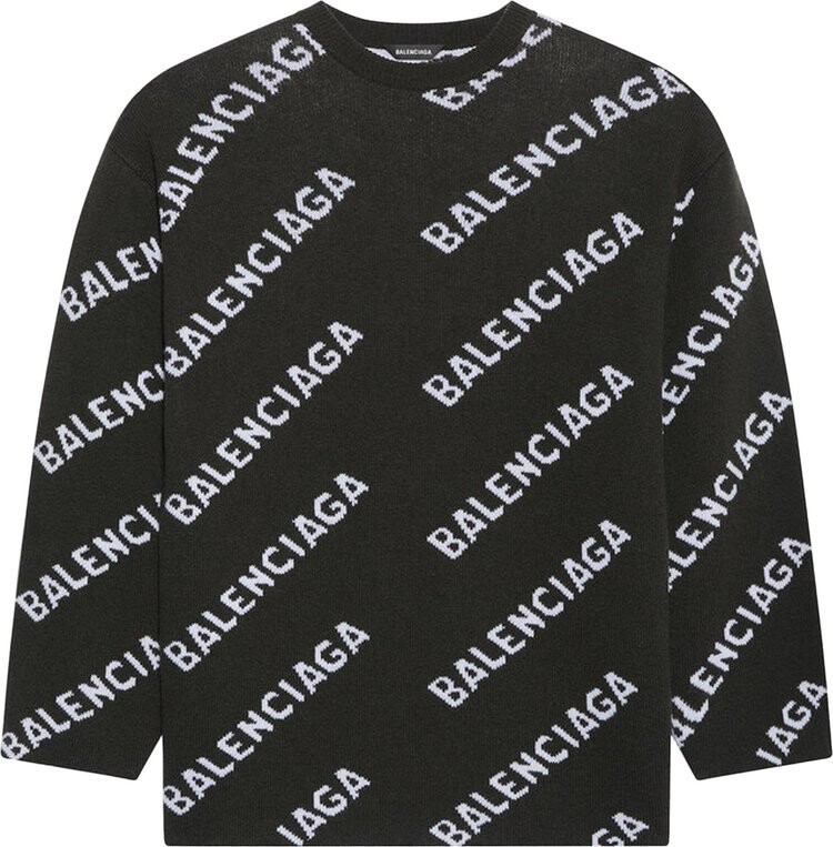 

Толстовка Balenciaga Allover Logo Crewneck 'Khaki/White', зеленый