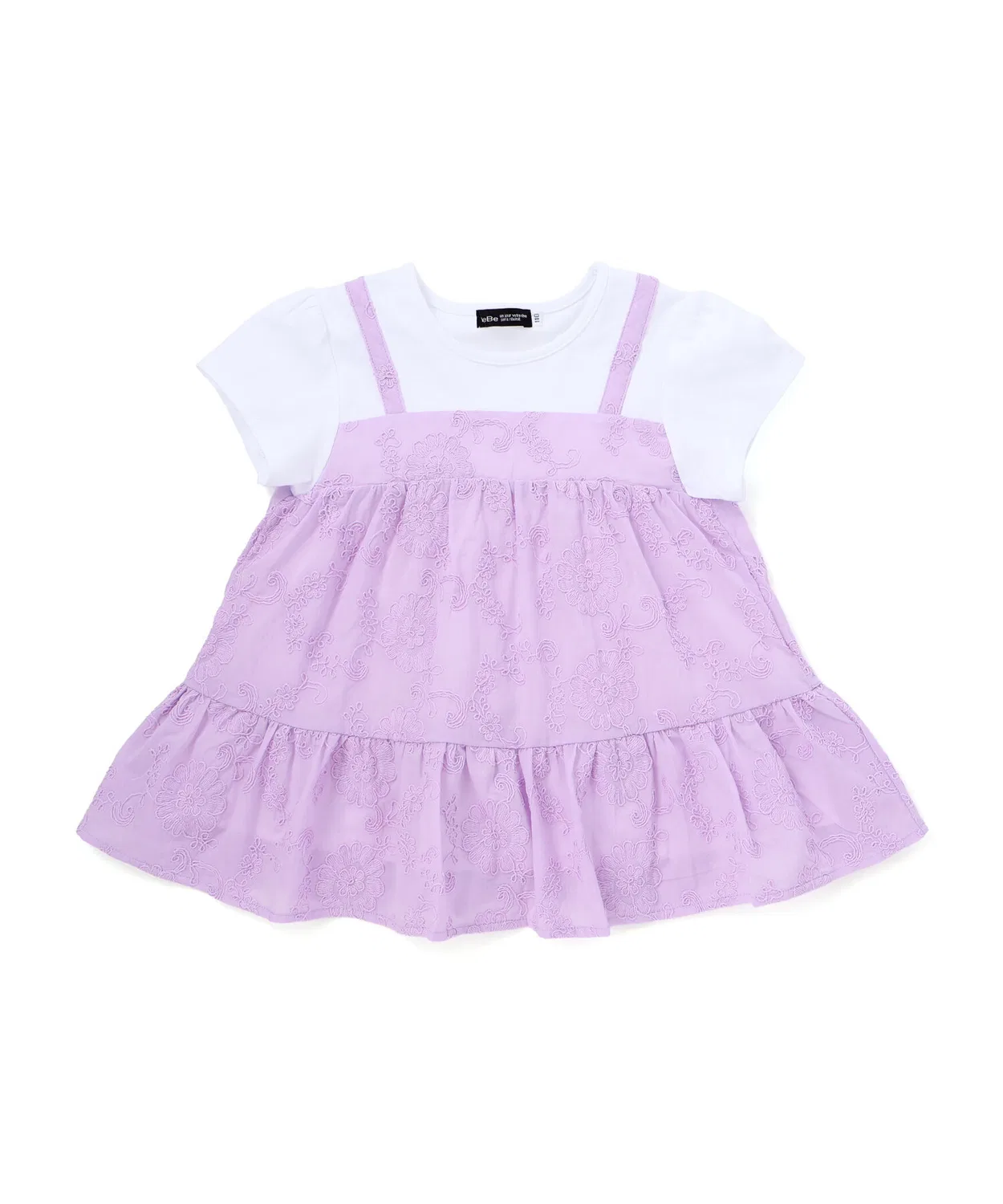 Детская футболка-туника с кружевной вставкой BeBe, Purple