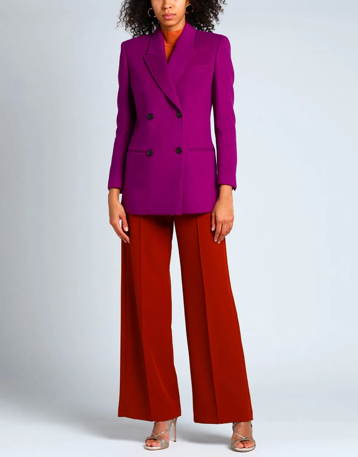Женское пальто из шерсти с кашемиром Saint Laurent, фиолетовый — фото 4