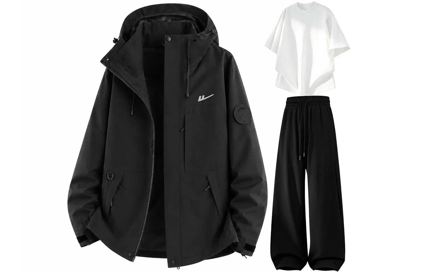 Детский комплект куртка-ветровка и брюки с капюшоном Moonlight Blue+White T-Shirt+Black Pants WARRIOR — фото 3