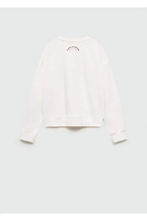 Детские свитшот для девочек с принтом Surf Printed Mango Kids, Off White — фото 3