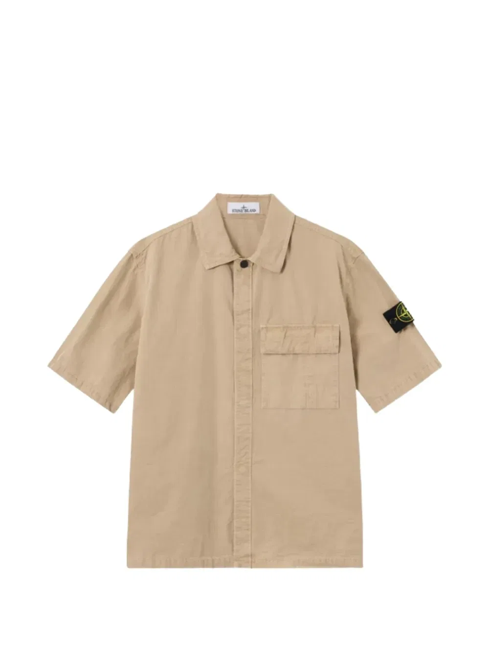 Рубашка с короткими рукавами и нашивкой-логотипом Stone Island, бежевый