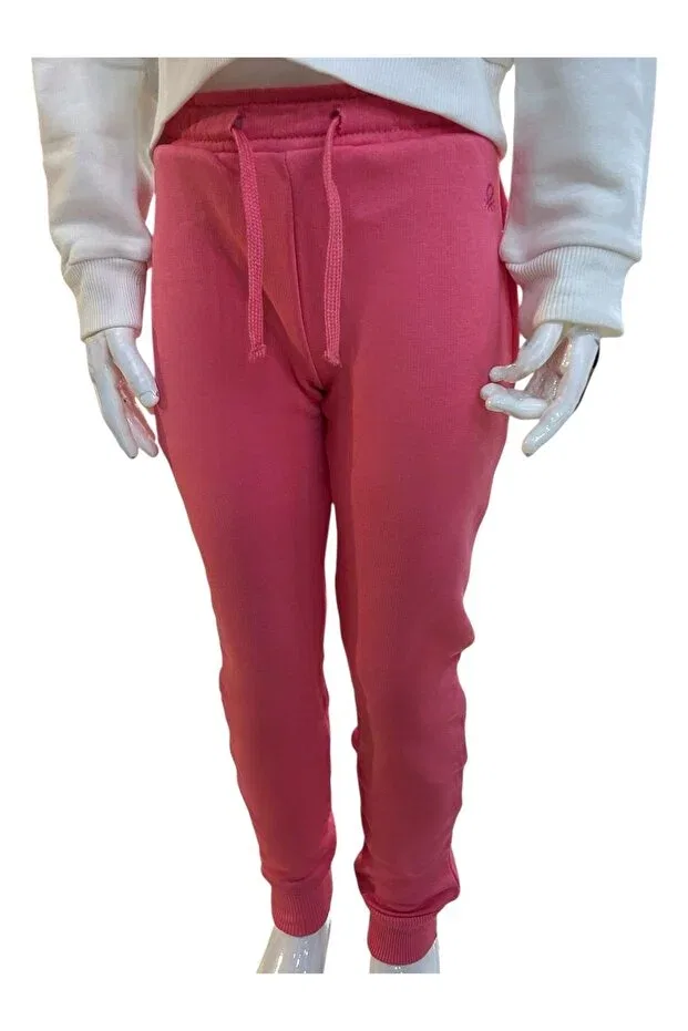 Детские спортивные штаны для девочек с рисунком Benetton, Pink — фото 2