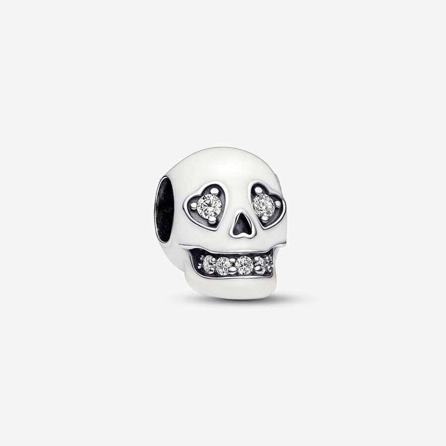 

Шарм Pandora Glow-In-The-Dark Sparkling Skull, серебро/белый