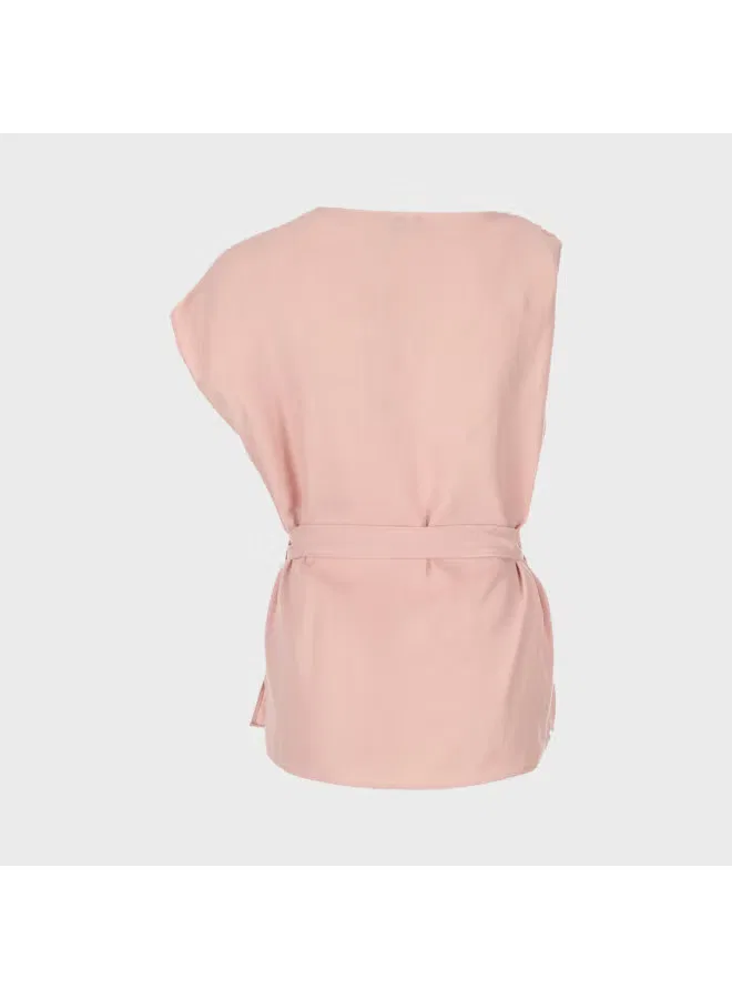 Блуза без рукавов с завязкой на талии Zara, розовый — фото 3