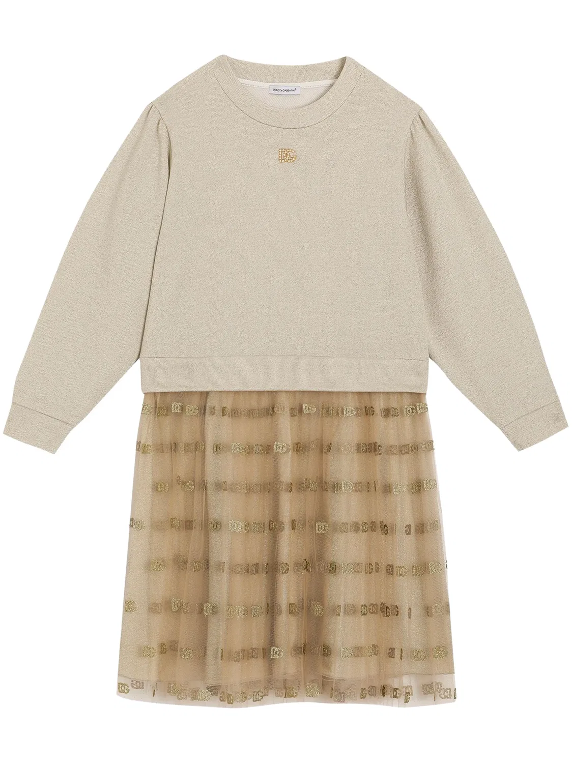 Платье с логотипом Dolce & Gabbana Kids, золотистый