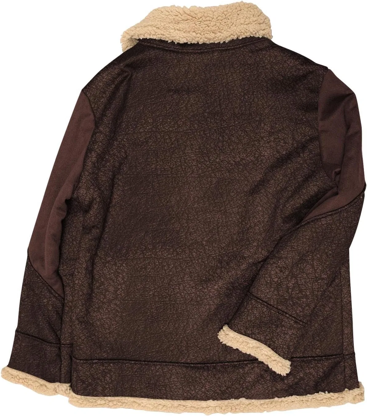 Мужское пальто из искусственной кожи, на флисе, Vintage Patchwork, кофейный — фото 4