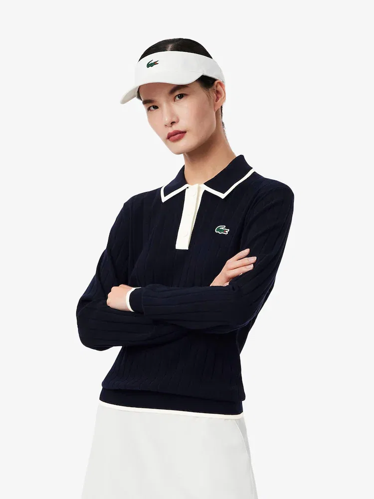 Свитер женский LACOSTE Golf HHW, с контрастной отделкой, белый