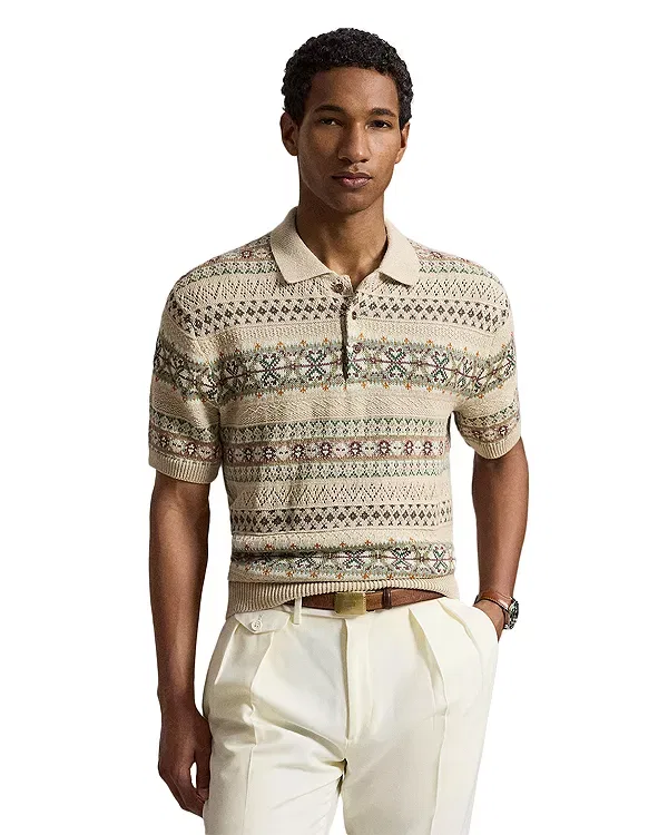 Мужское поло с принтом Polo Ralph Lauren, бежевый