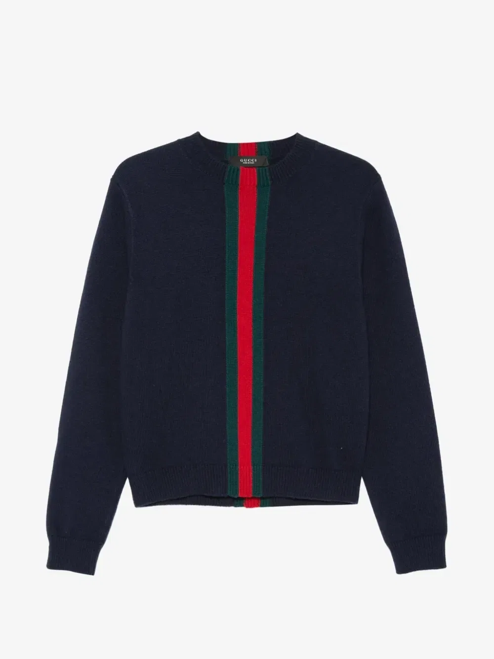 Тонкий вязаный свитер с полосками Web GUCCI, синий