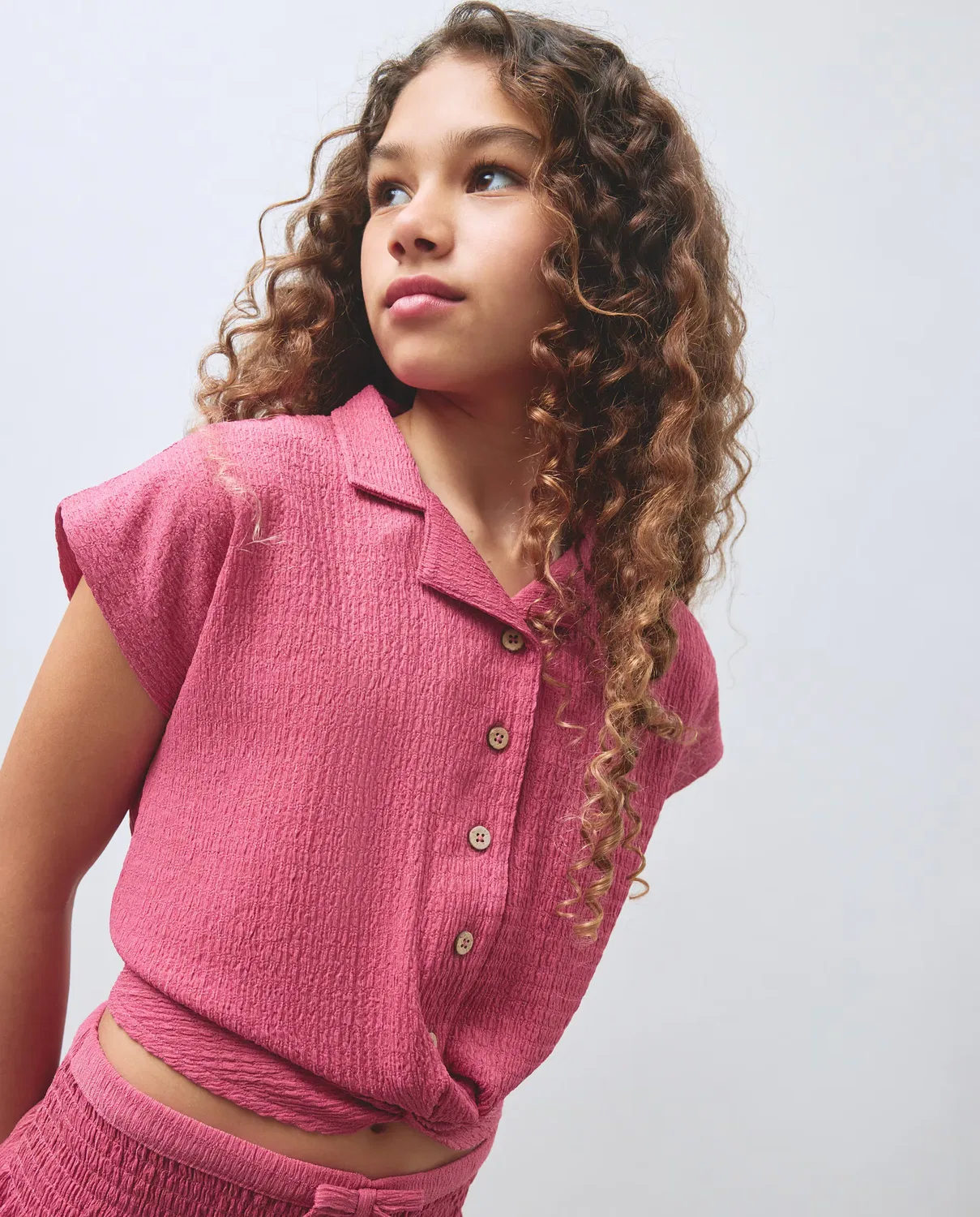 Детская укороченная рубашка с узлом для девочек Kids El Corte Inglés, 230 Rosa Oscuro