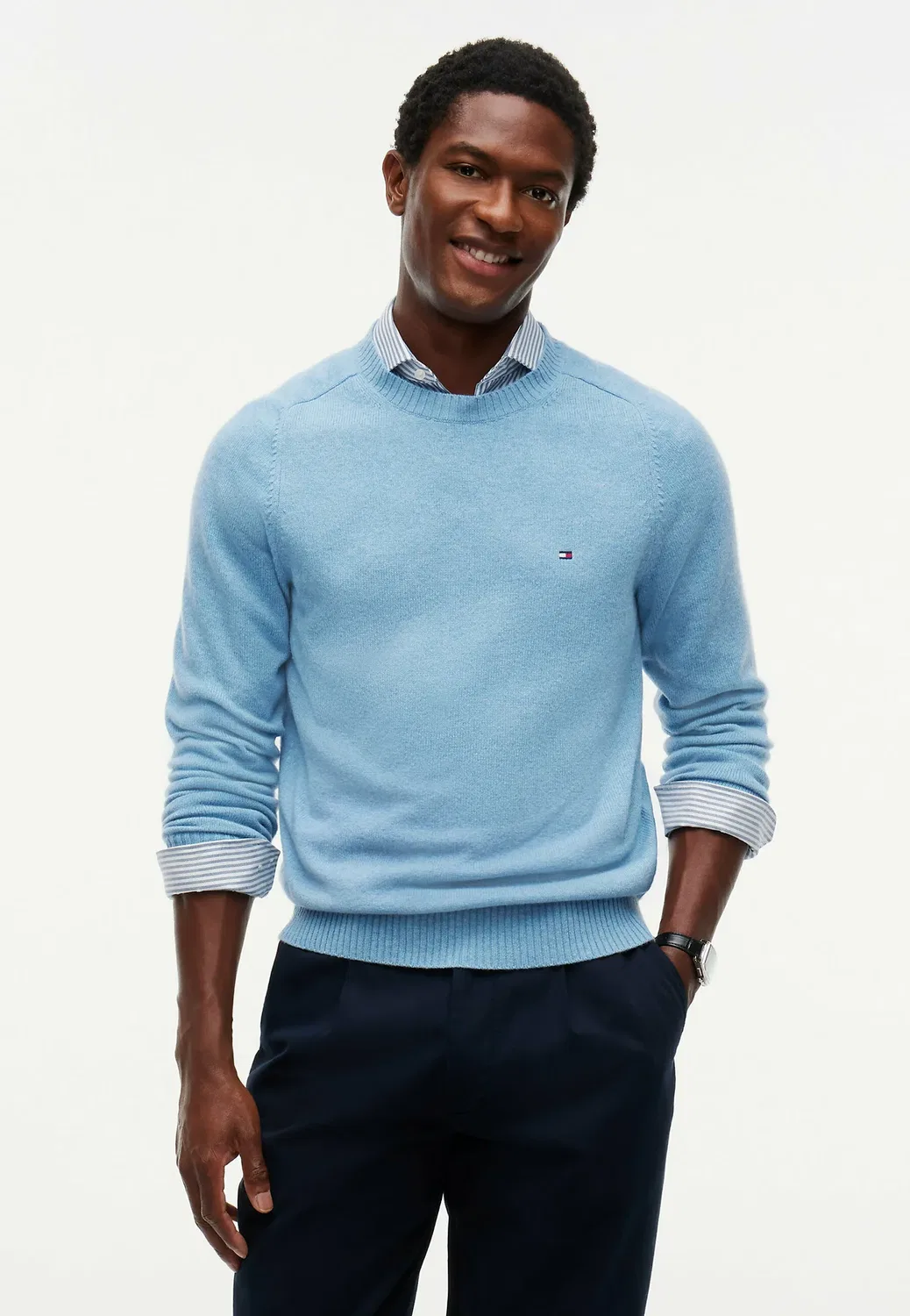 Свитер с круглым вырезом из овечьей шерсти Tommy Hilfiger, Sky Blue Heather