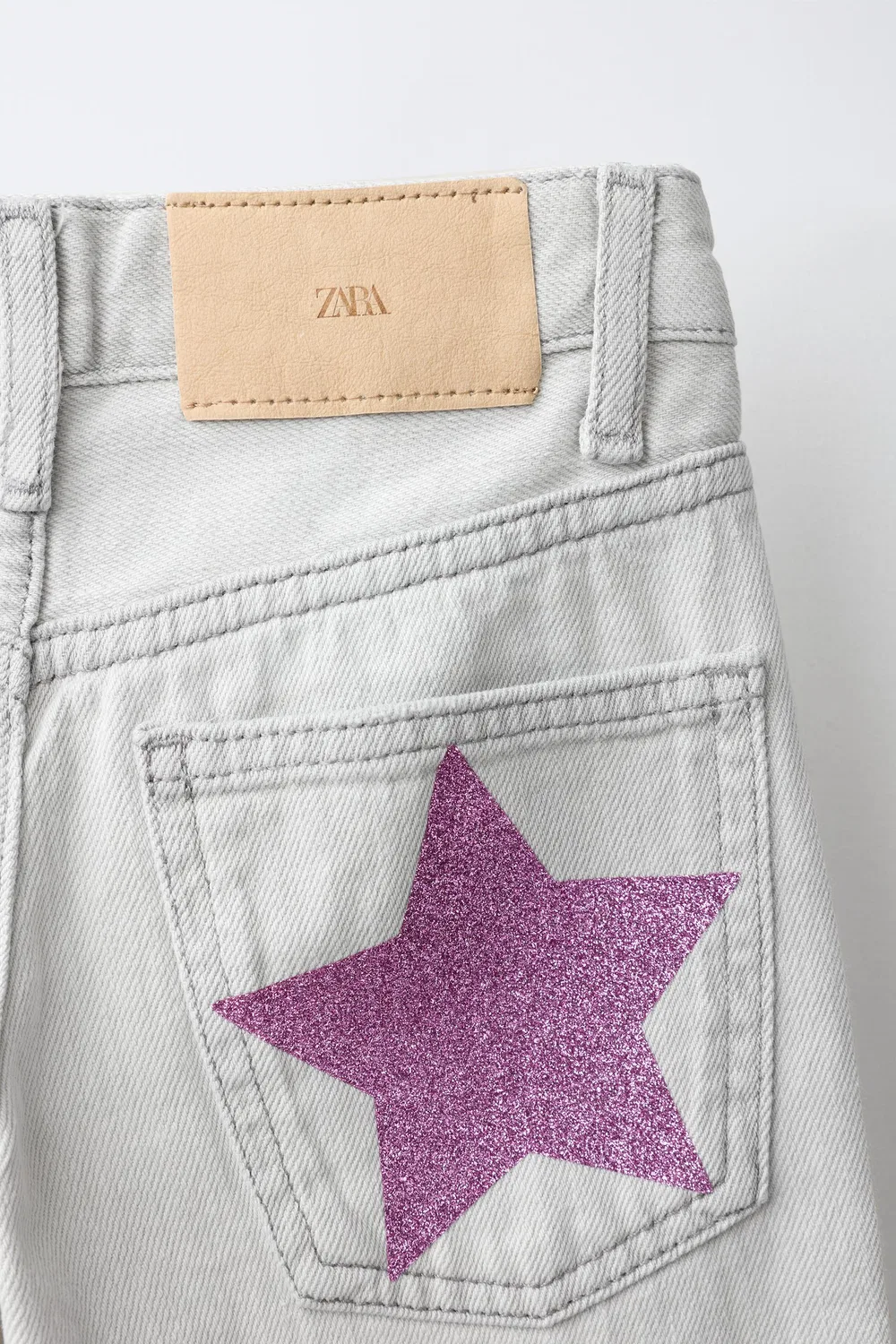Блестящие джинсы-звездочки с широкими штанинами ZARA, Grey marl — фото 4