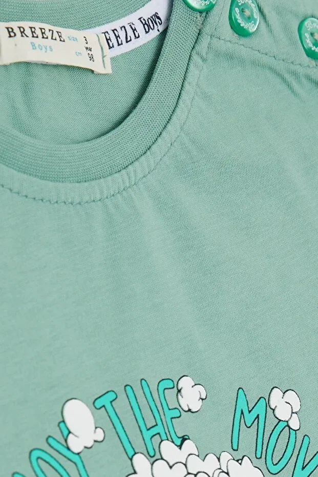 Детская футболка с принтом Pop Corn Printed Breeze, Mint Green — фото 3