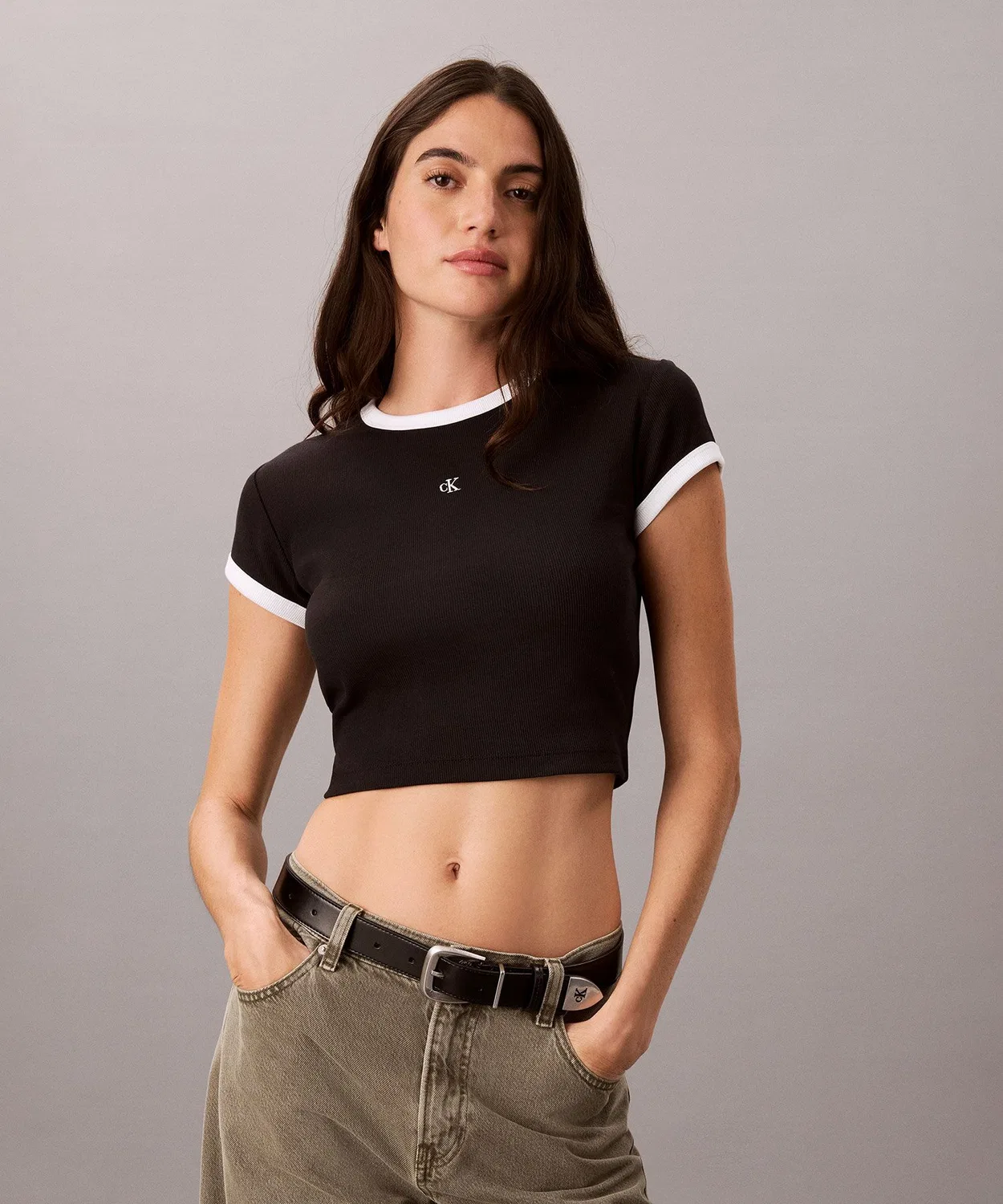 Женская футболка из риба с коротким рукавом Calvin Klein, Белый — фото 4