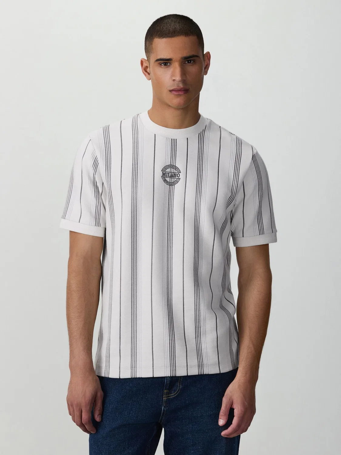 Футболка в полоску Smart Vertical Stripe Next, белый, серый