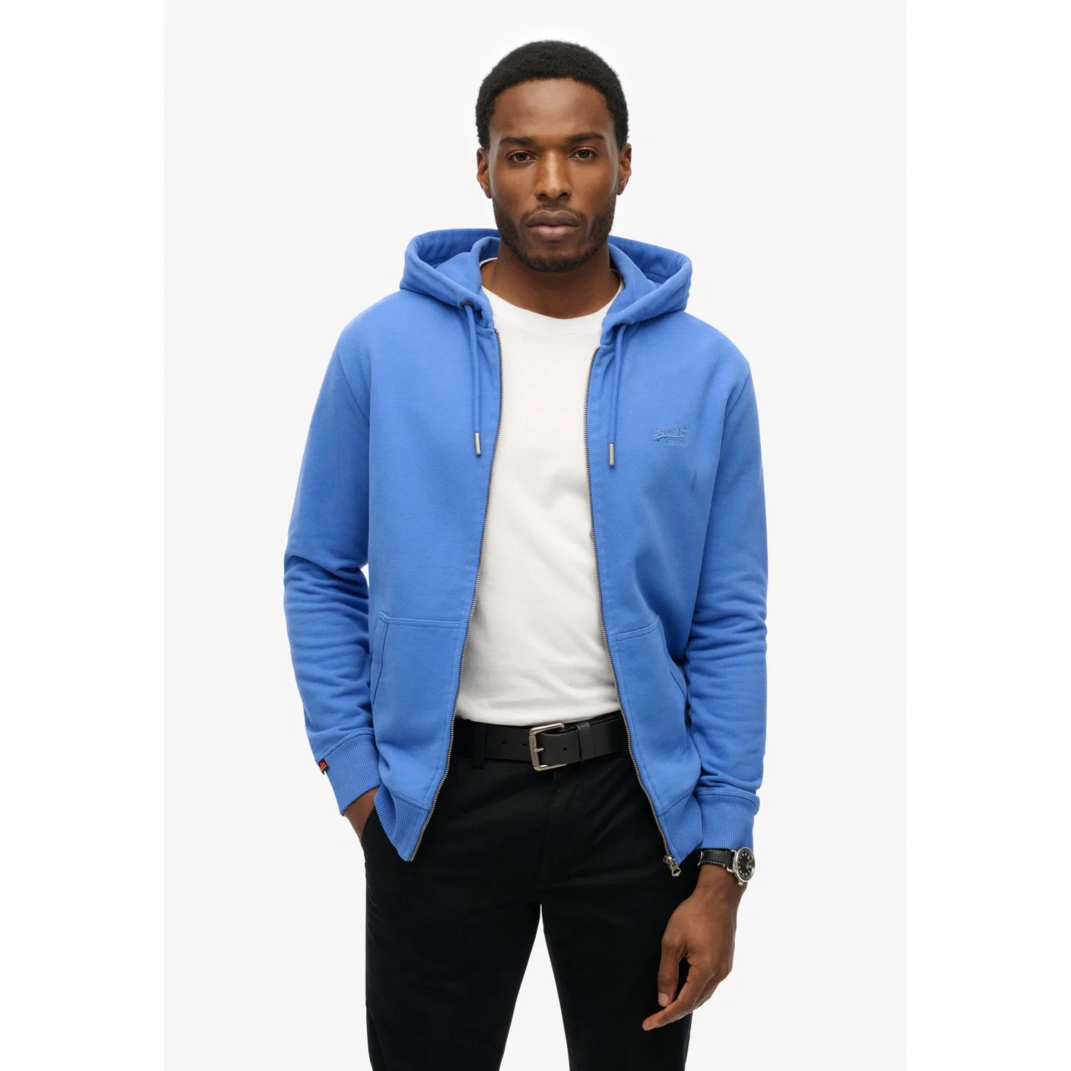 Мужской капюзонный толстовка-свитшот с логотипом Superdry, Chambray Blue — фото 2