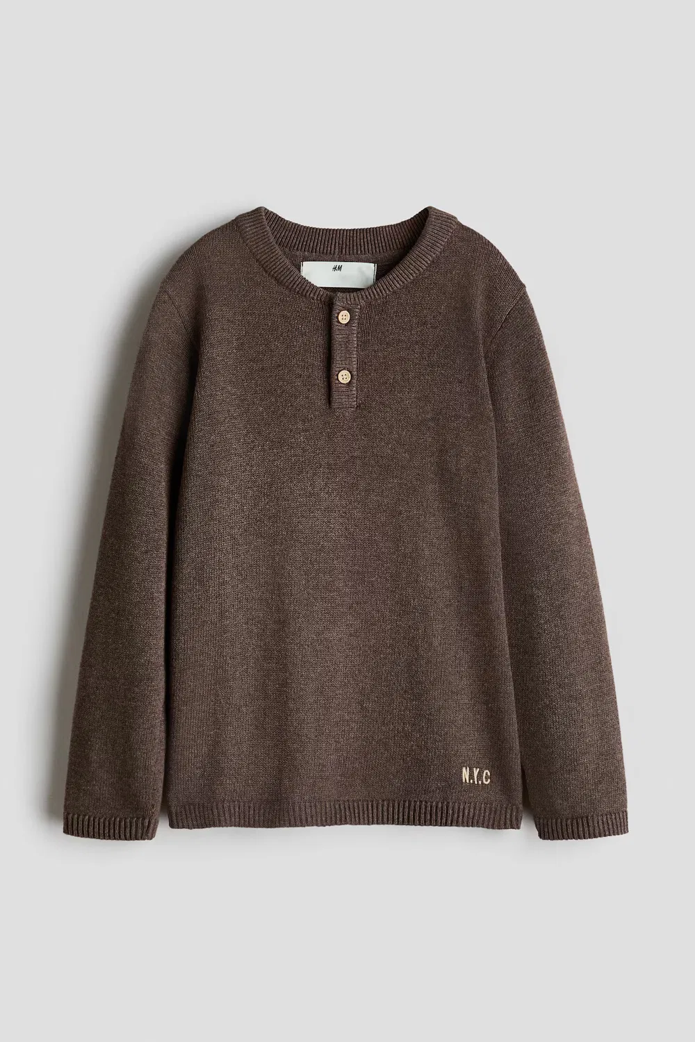 Свитер Хенли H&M, Dunkelbraun/N.Y.C