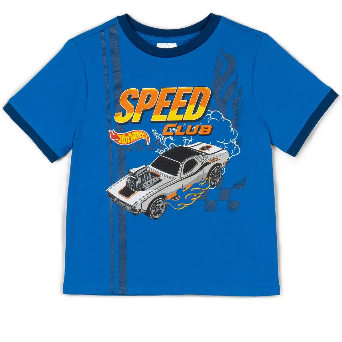 Детский комплект одежды для мальчиков с принтом Hot Wheels Ringer T-Shirt French Terry Shorts Hat 3 Piece Outfit Set Hot Wheels, Blue — фото 3