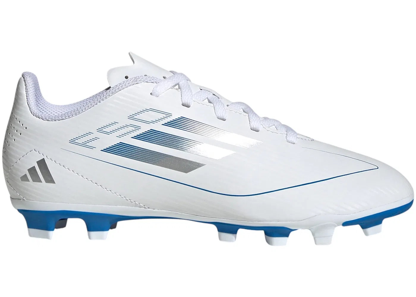 Детские бутсы с шипами FG/MG Adidas F50 Club, Cloud White Silver Metallic Cloud White
