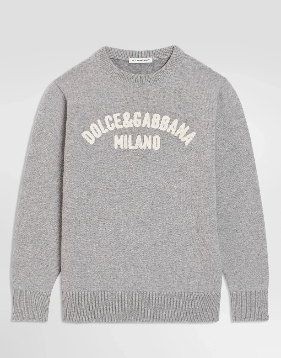 Шерстяной пуловер с логотипом Dolce&Gabbana, серый