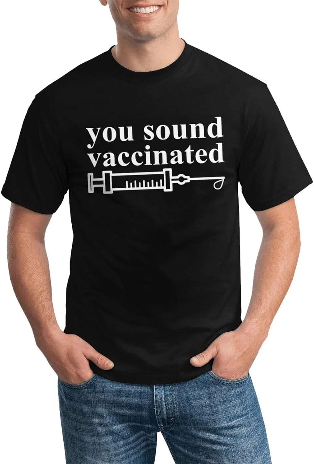 Футболка с принтом You Sound Vaccinated Regular Fit, Black — фото 3