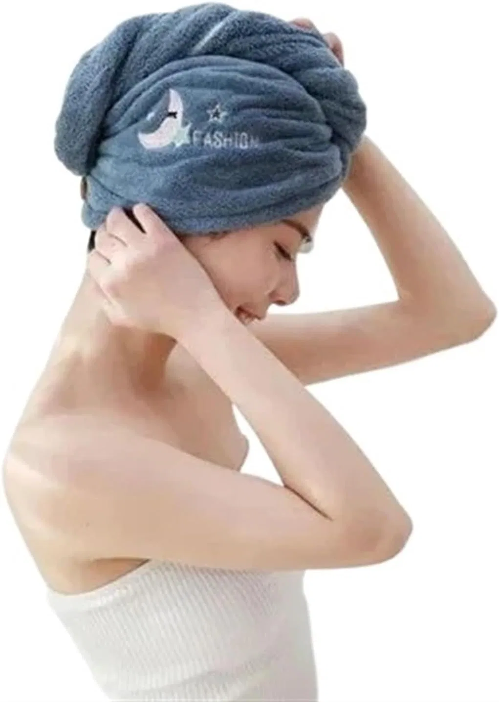 Шапочка для сушки волос из микрофибры TYNXK, 65×25 см, Dark Blue