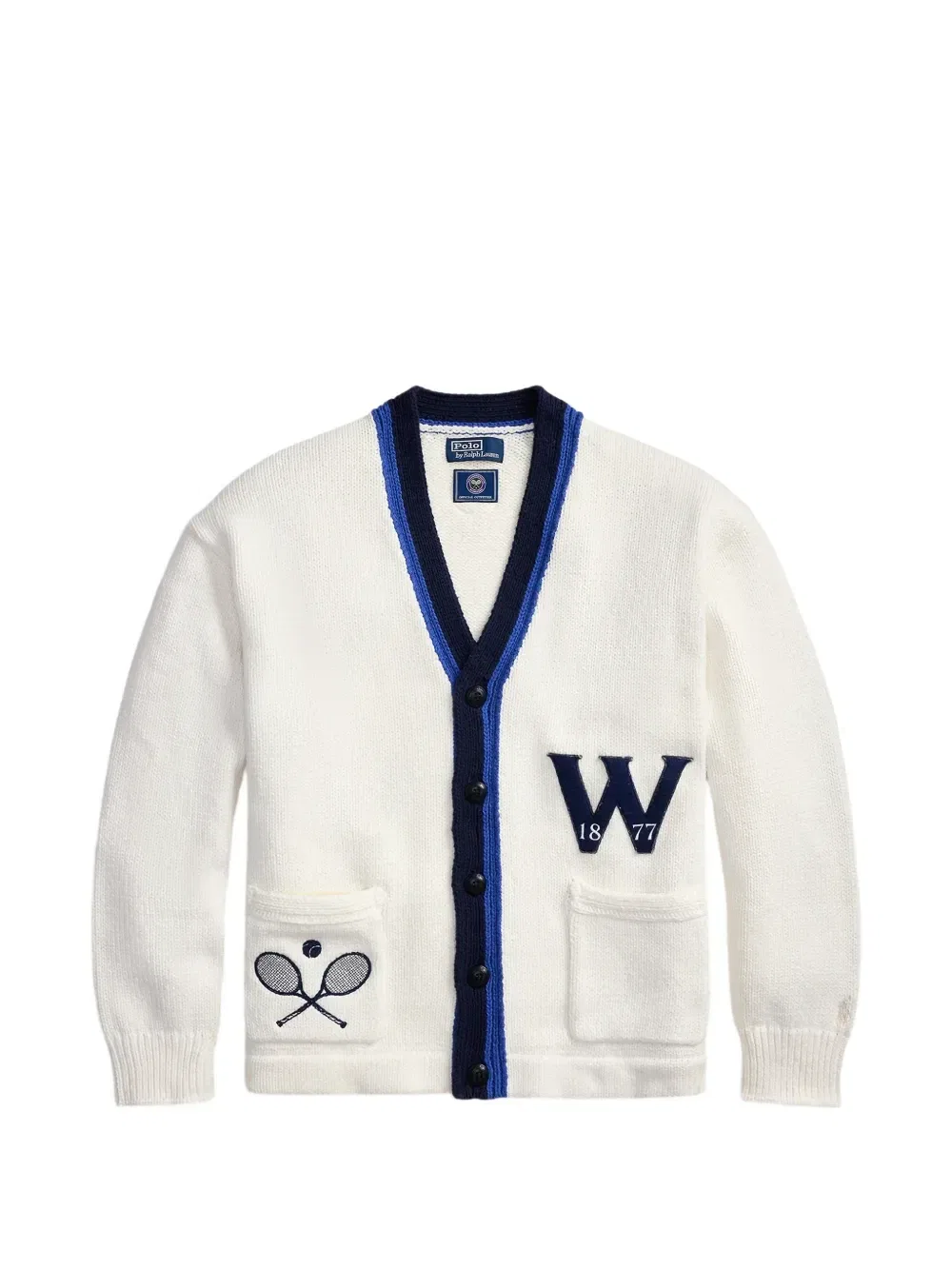 Кардиган с полосками из коллаборации с Wimbledon 2026 Polo Ralph Lauren, белый
