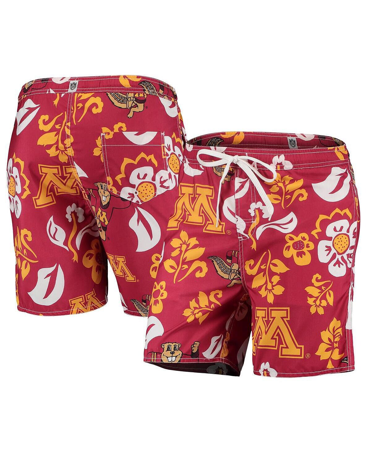 

Мужские плавки maroon minnesota golden gophers с цветочным принтом volley logo Wes & Willy