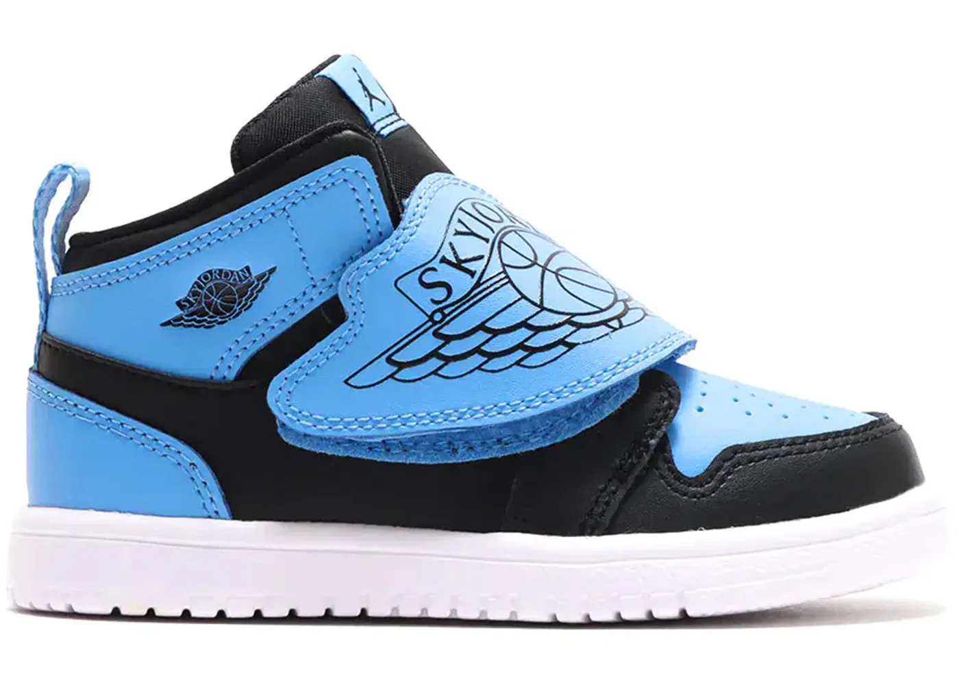 Детские кроссовки с контрастными вставками Sky Jordan 1 Jordan, Black/University Blue-White