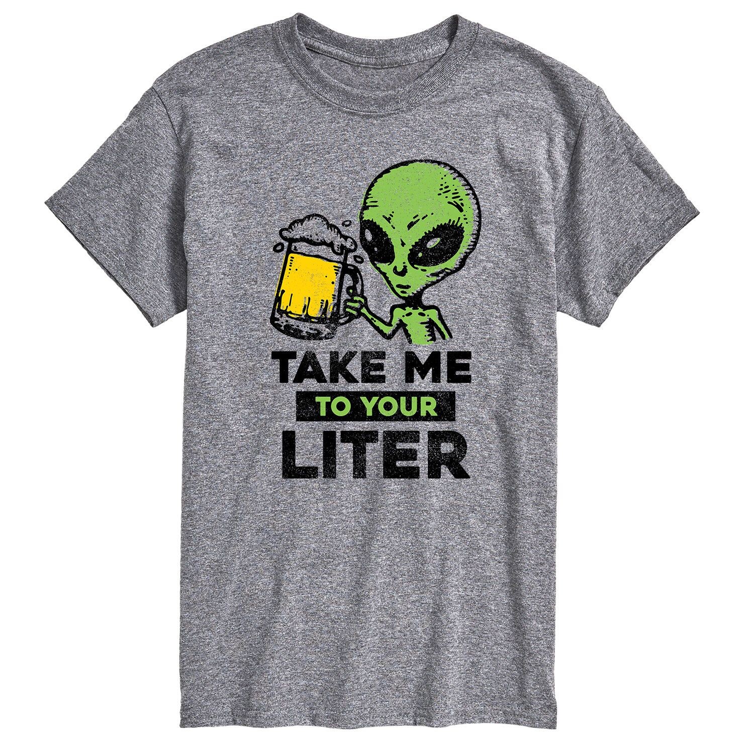 

Мужская футболка с рисунком Take Me To Your Liter Alien Beer Licensed Character