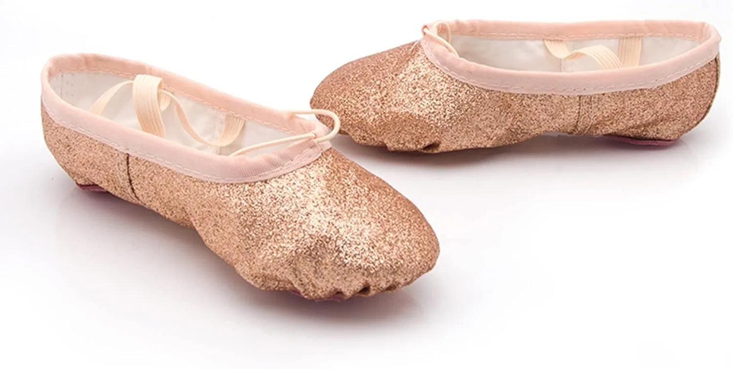 Детские балетки для девочек с раздельной подошвой, Rose Gold — фото 4
