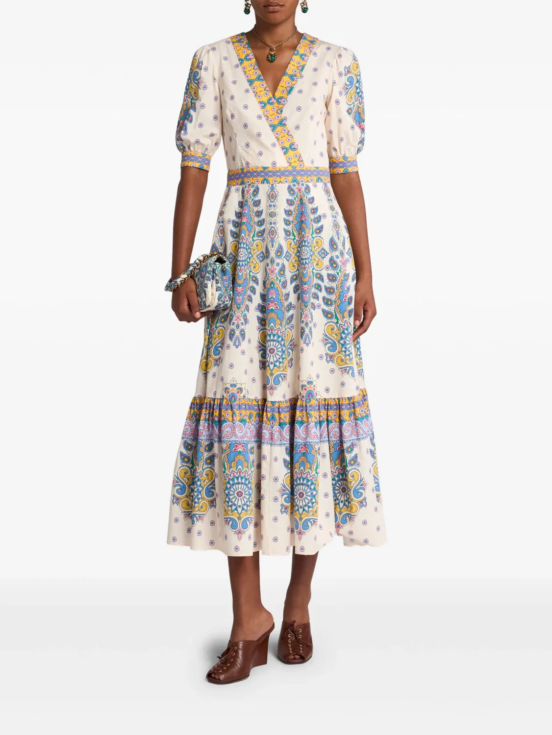 ETRO Платье с короткими рукавами из белого хлопка — фото 2