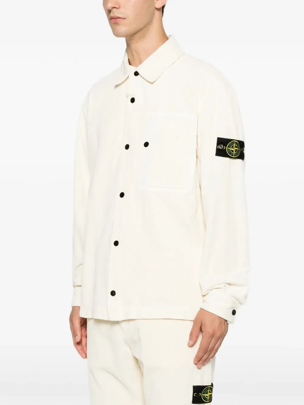 Рубашка из вельвета с нагрудным карманом Stone Island, белый — фото 3