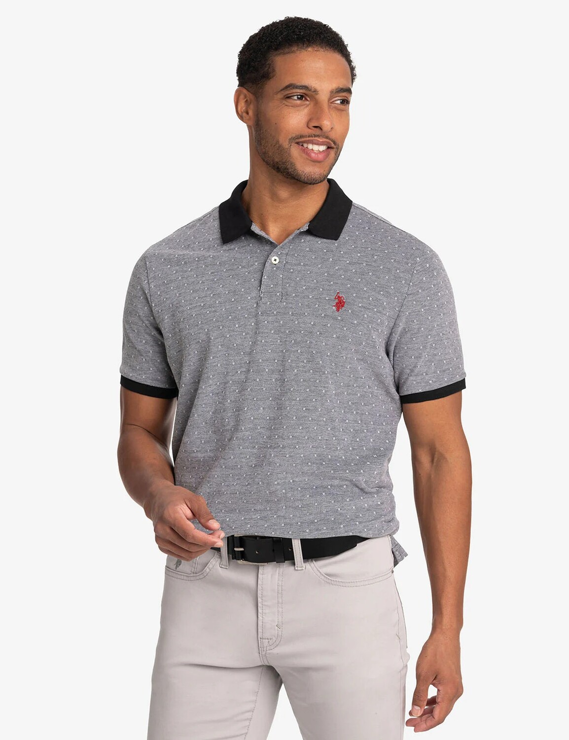 

Футболка поло U.S. Polo Assn. Jacquard Birdseye Pique, черный