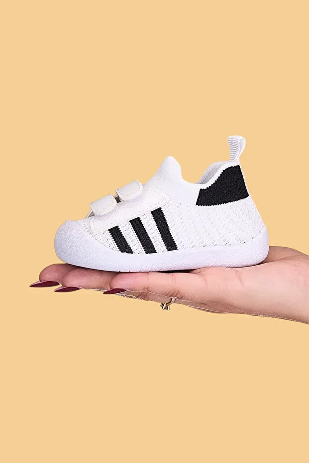 Детские туфли для девочек с ортопедической стелькой Mumenim, White Black — фото 2