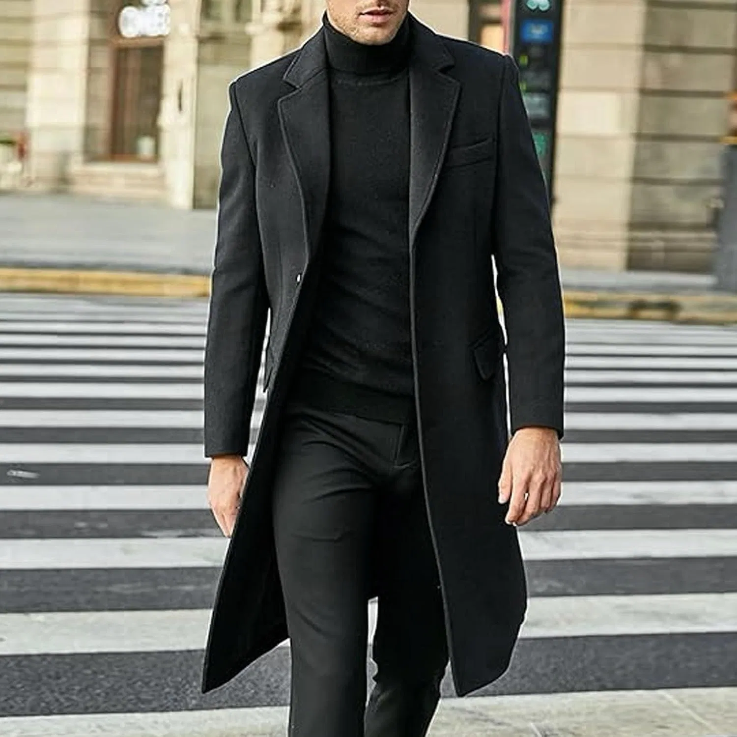 Мужское пальто из шерстяной смеси Top Pea Coat, чёрный — фото 2