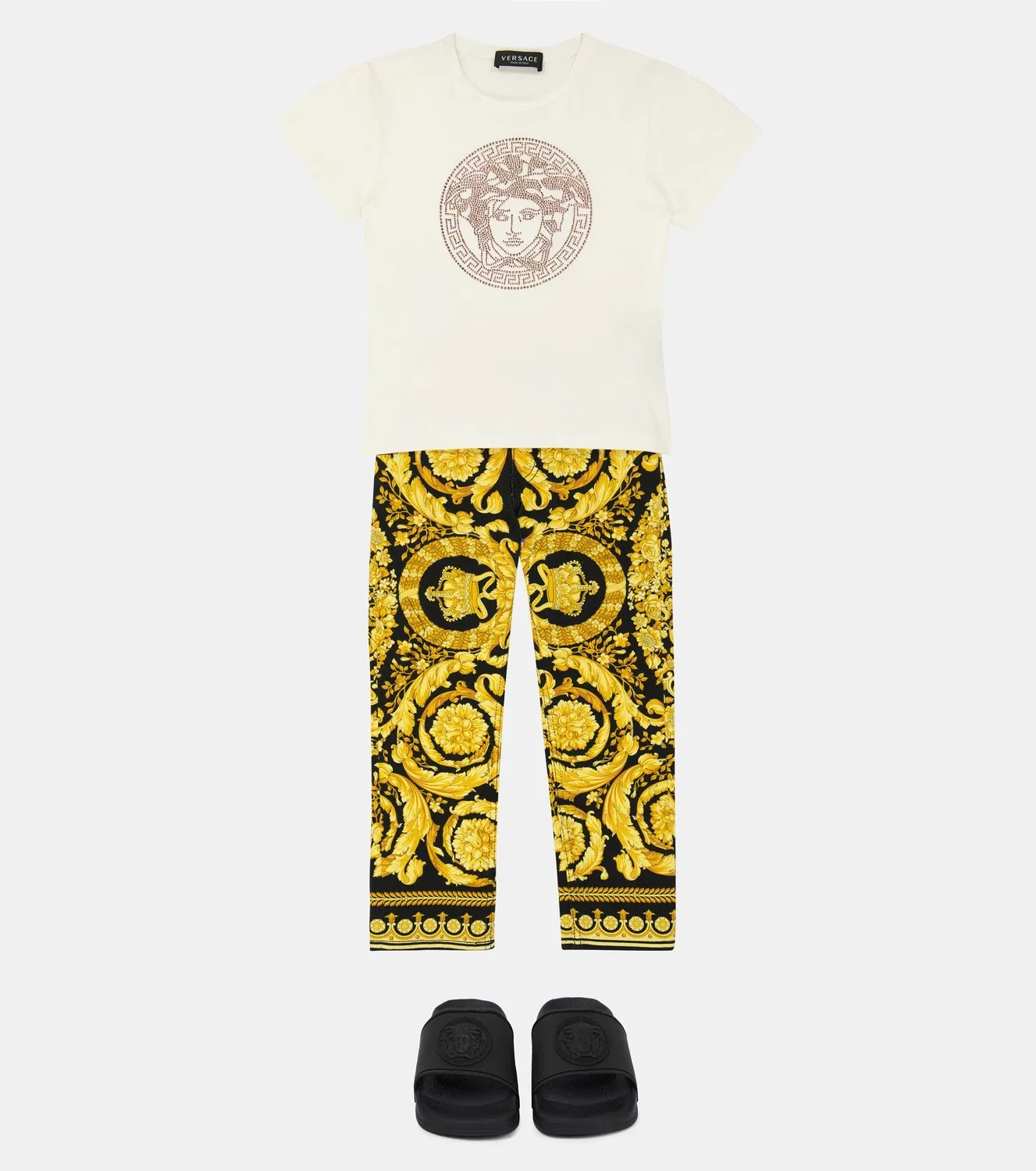 Джинсы с принтом Barocco Versace Kids, черный — фото 2