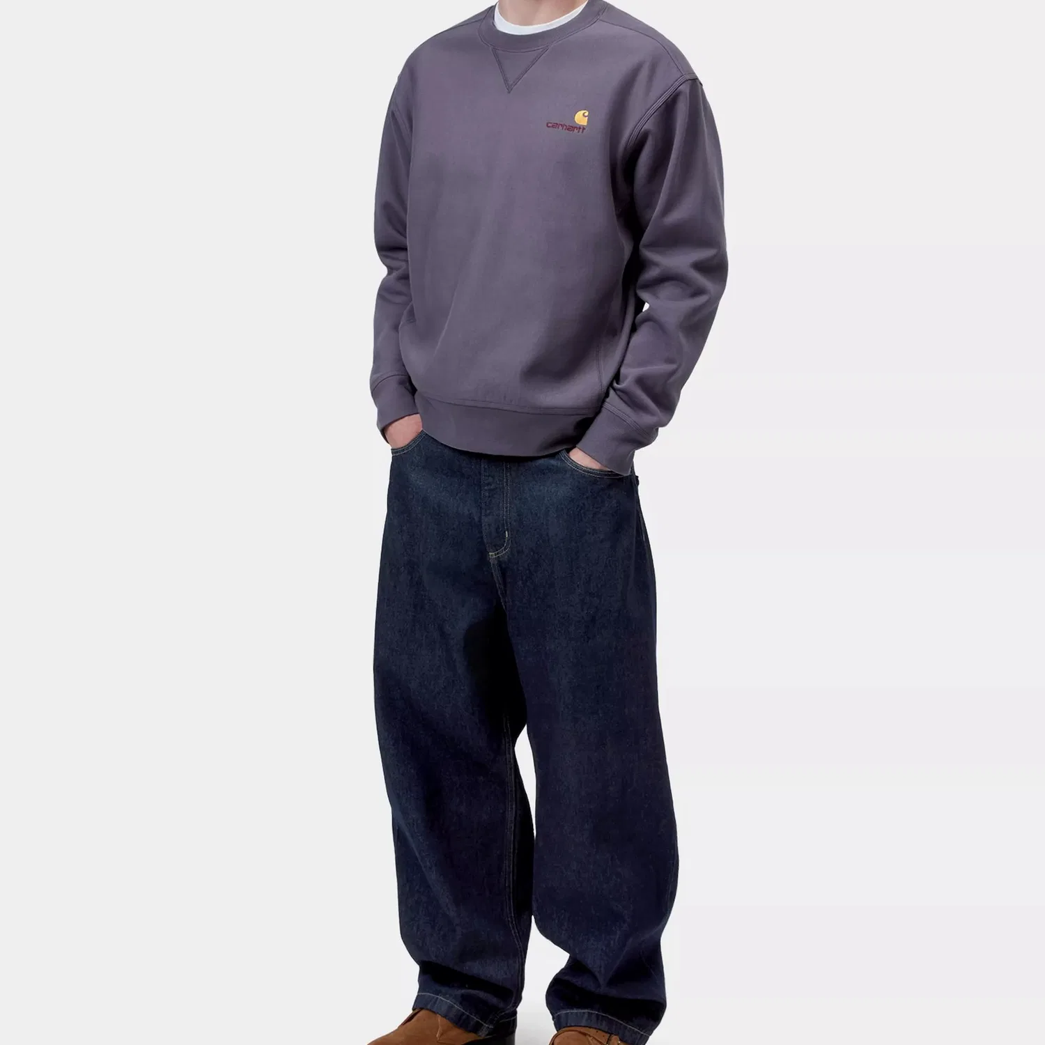 Детский свитшот хлопковый American Script Carhartt WIP, Dark Purple — фото 4